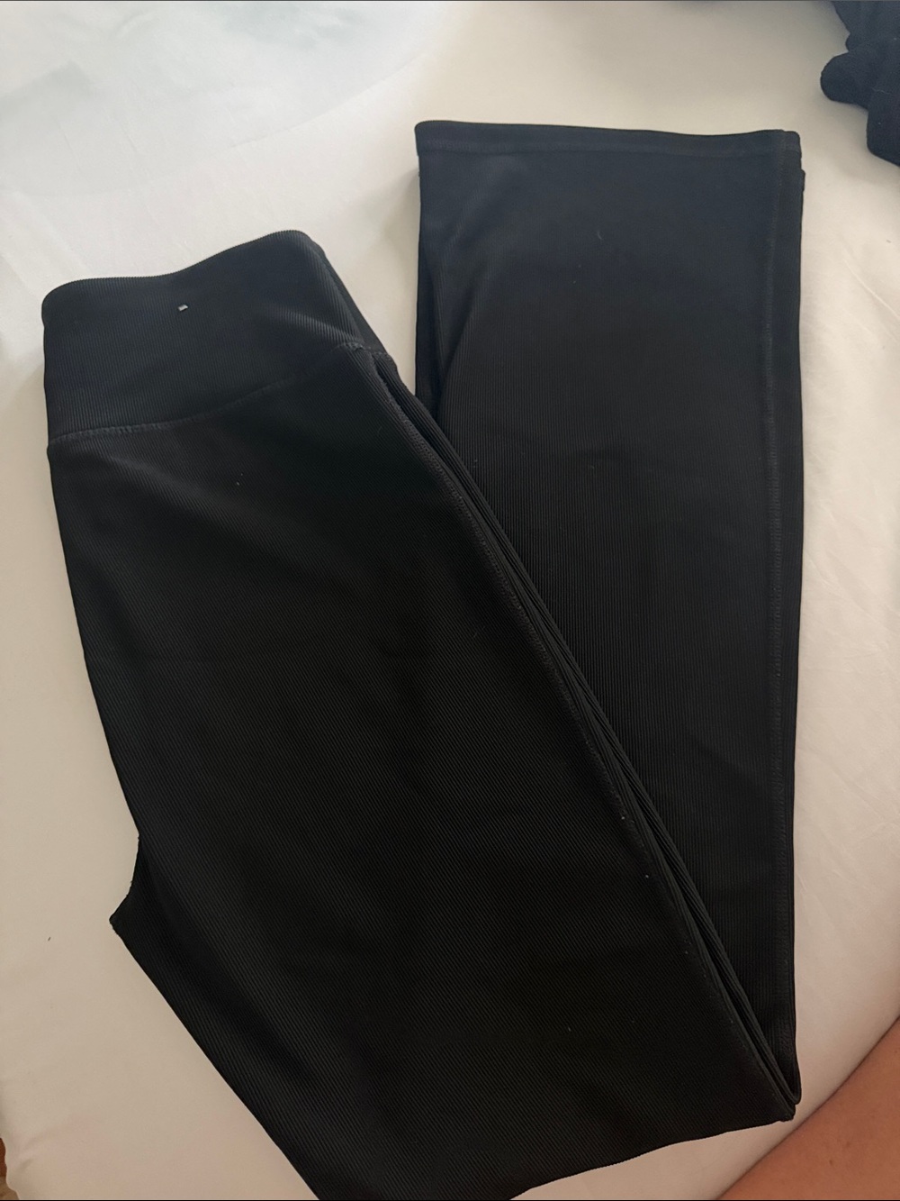 Classic Black Ribbed Flare Leggings